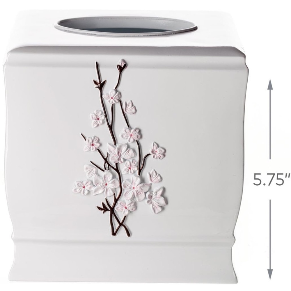 Creative Scents Tissue Box Cover Square - Decorative White and Pink Floral 🤩